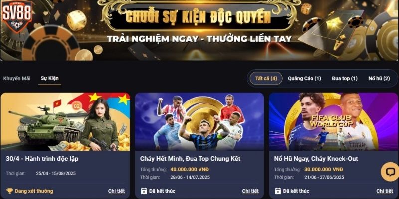Khuyến mãi SV88 nạp tiền để được tham gia nhiều trò chơi hơn